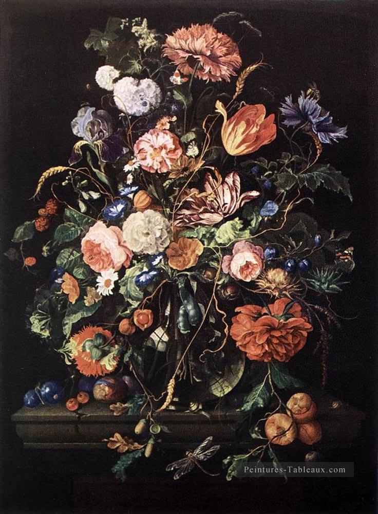Fleurs en verre et fruits néerlandais Baroque Jan Davidsz de Heem Peintures à l'huile